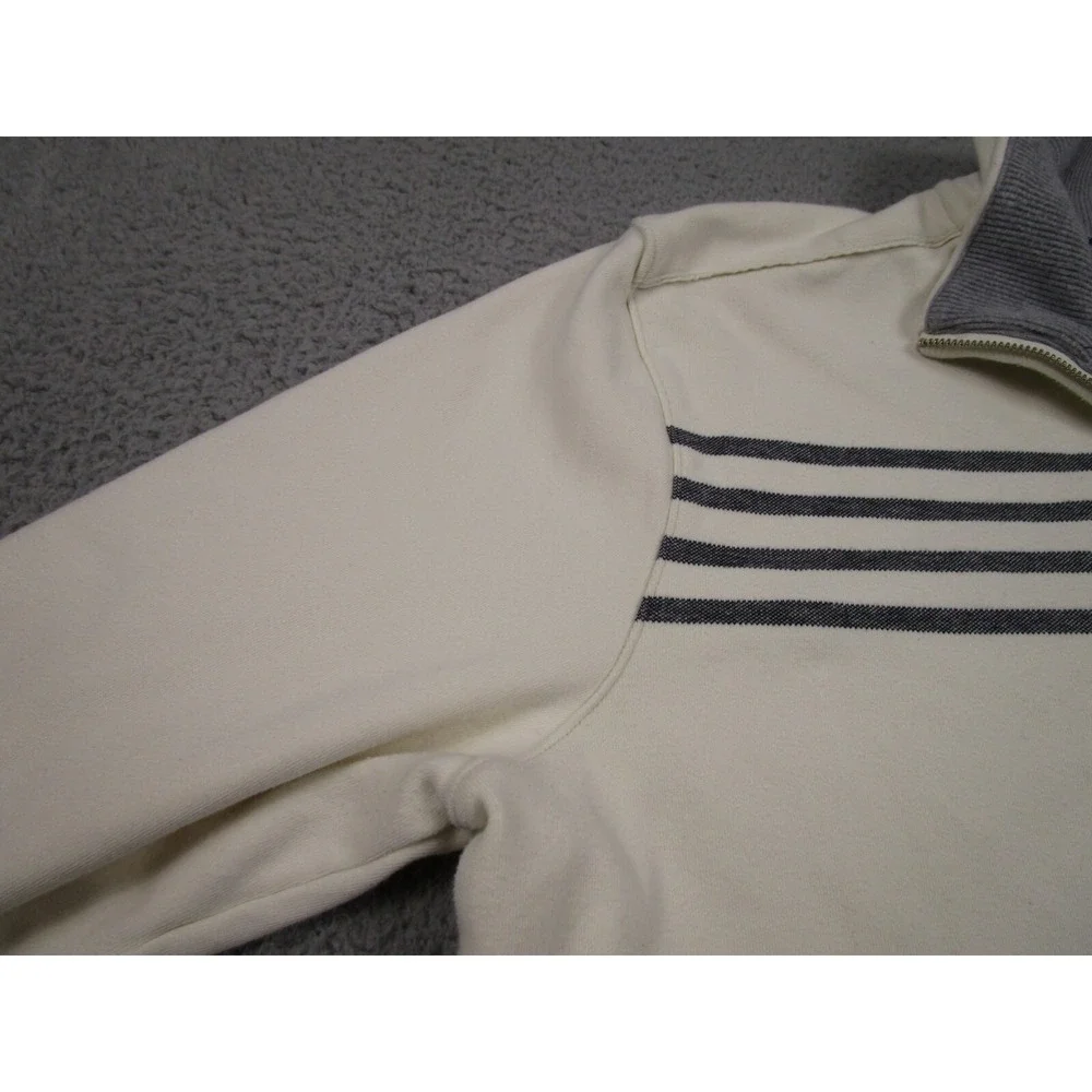 Banana Republic Sweater Mens XL Beige Preppy Casual Stripes‎ Long Sleeve 1/4 Zip